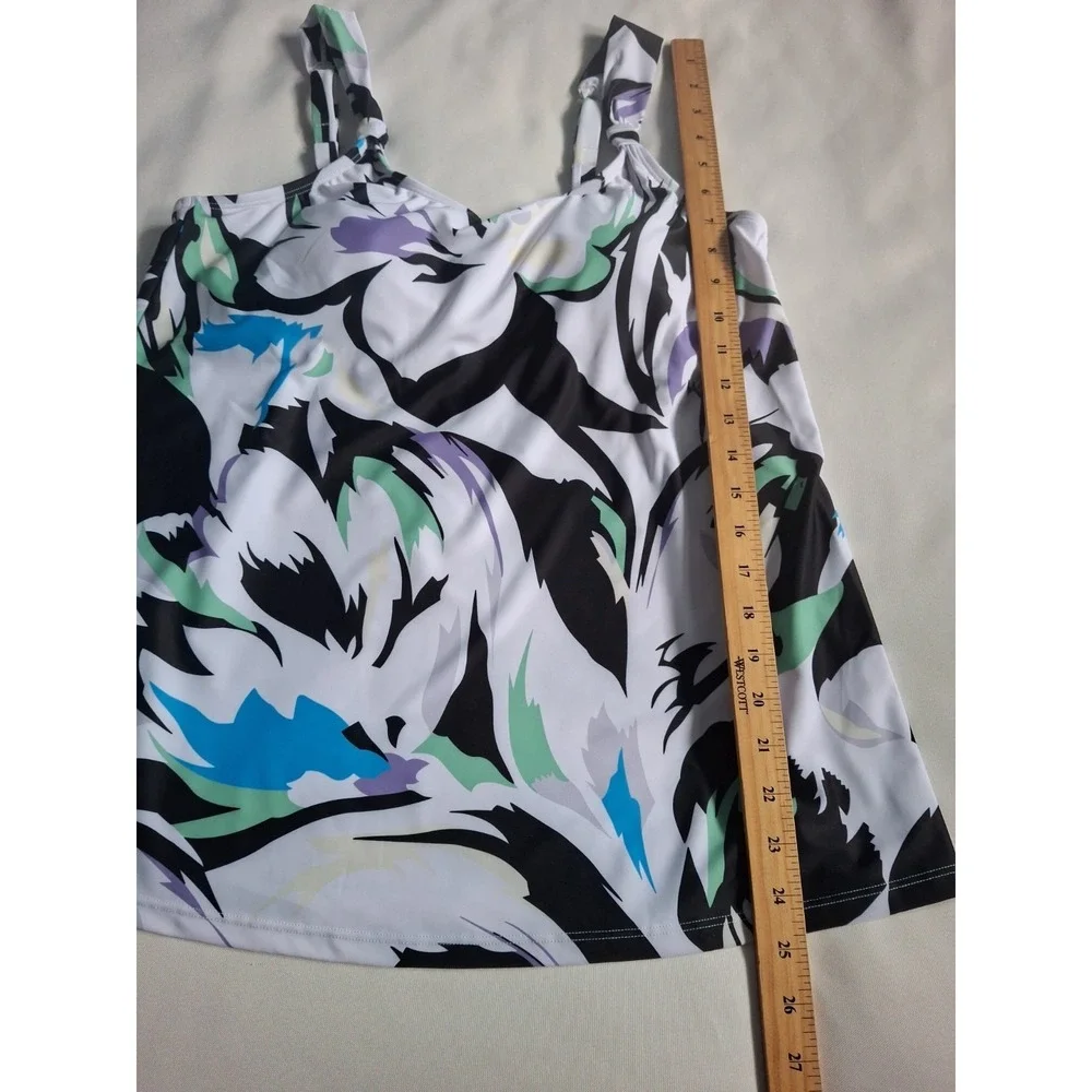 Ocean Blues Floral Tankini Swim Top‎ Women's Size M